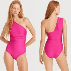 J CREW One Piece Swimsuit Womens Size 10 Pink One Shoulder Bathing Suit Vacation